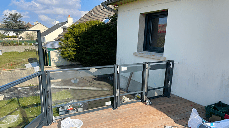 Clôture d'escalier de balustrade de balcon, protection contre la pluie et  le soleil de fenêtre, protection d'intimité, protection de chute, auvent  droit du bord 420D